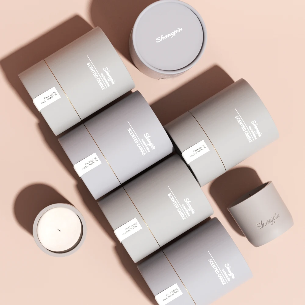 Recycled CMYK Printing Rigid Cardboard Paper Tube Custom Cylinder Candle Candle Jar vaso para velas Packaging Tube