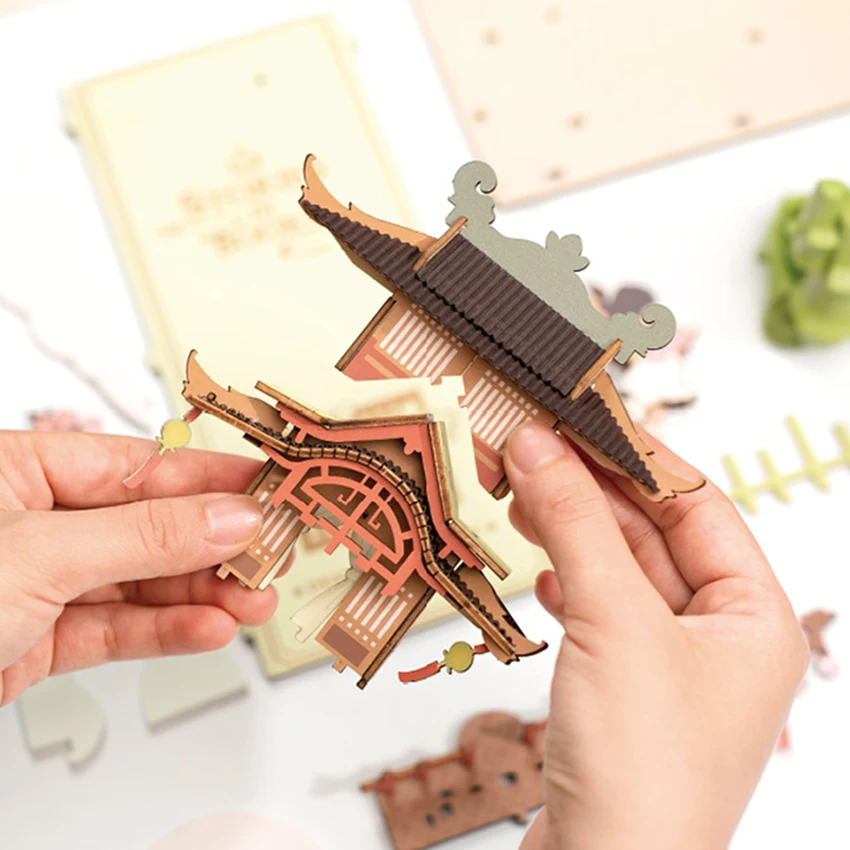 Robotime Rolife Contact Get 25% off 3D Wooden Puzzles TGB05 Falling Sakura Book Nook  DIY Miniature Doll House