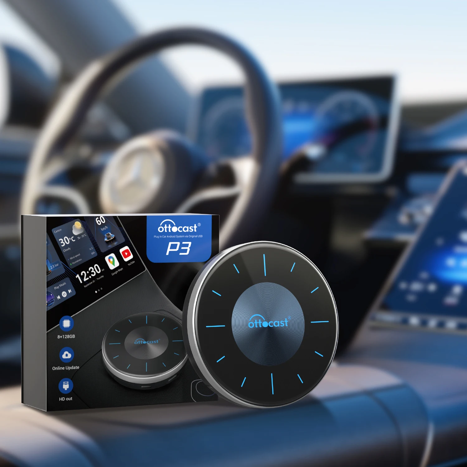 Ottocast Магическая стоимость эффективный беспроводной адаптер Carplay ai Box автомобильный для Android AI автомобилей Plug & Play