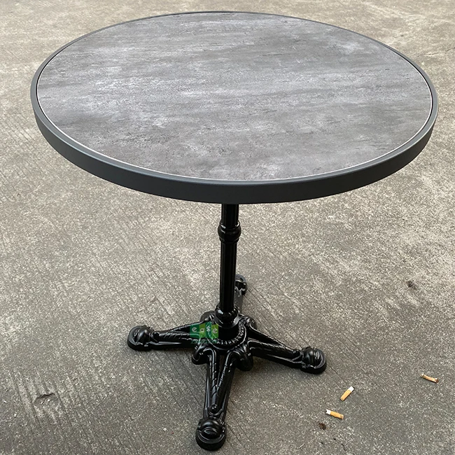 (E9601) Black powder coated cast iron bistro table bases for restaurant