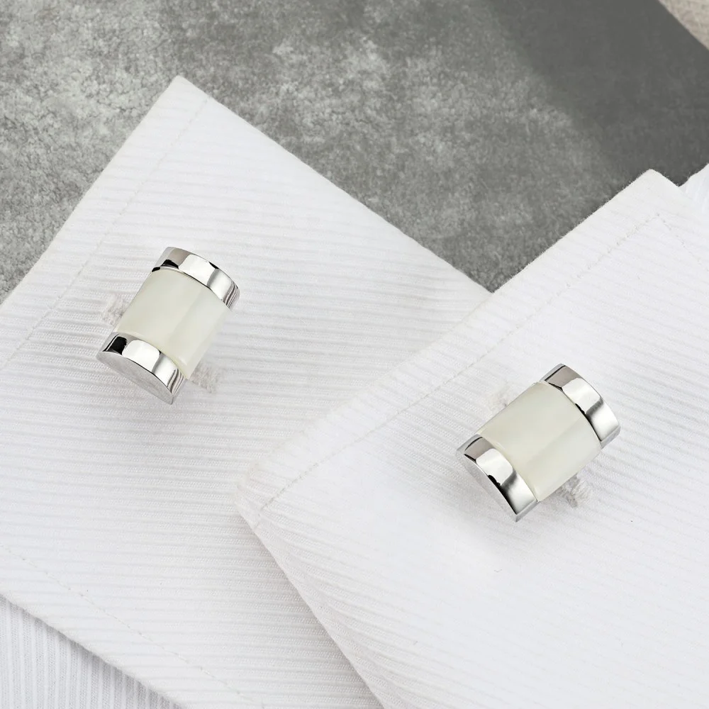 OB Mens Jewelry Retails Steel Color Cuff Links Mother Of Pearl Shell Cufflinks Jewelry For Shop