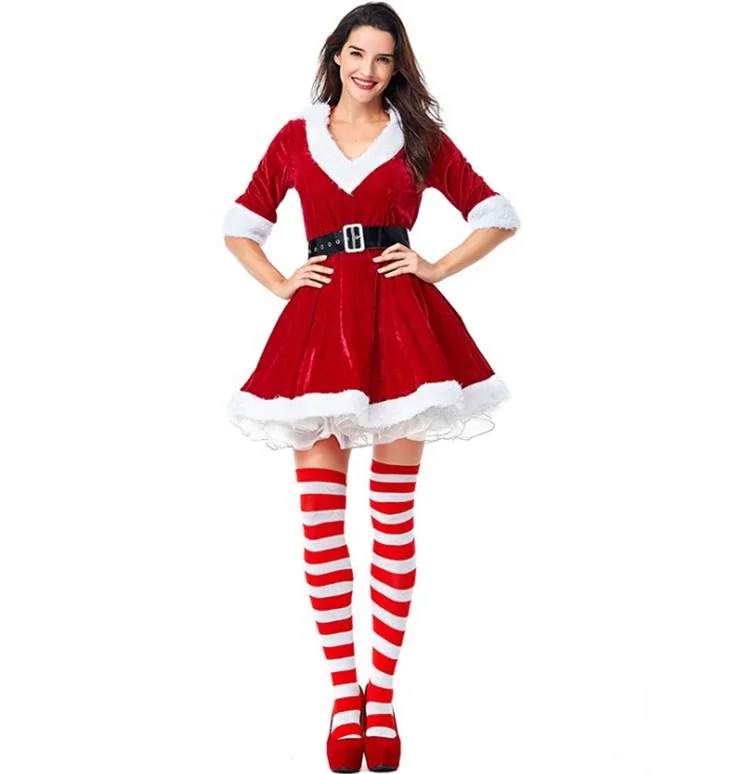 
New Party Adult Girls CostumeSanta Claus Fancy Dress Santa Claus Costume For Chirstmas 