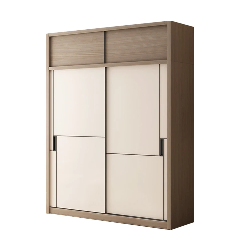 Modern Simple Sliding Door Wardrobe for Bedroom or Rental Room Extendable Storage Cabinet Household Furniture