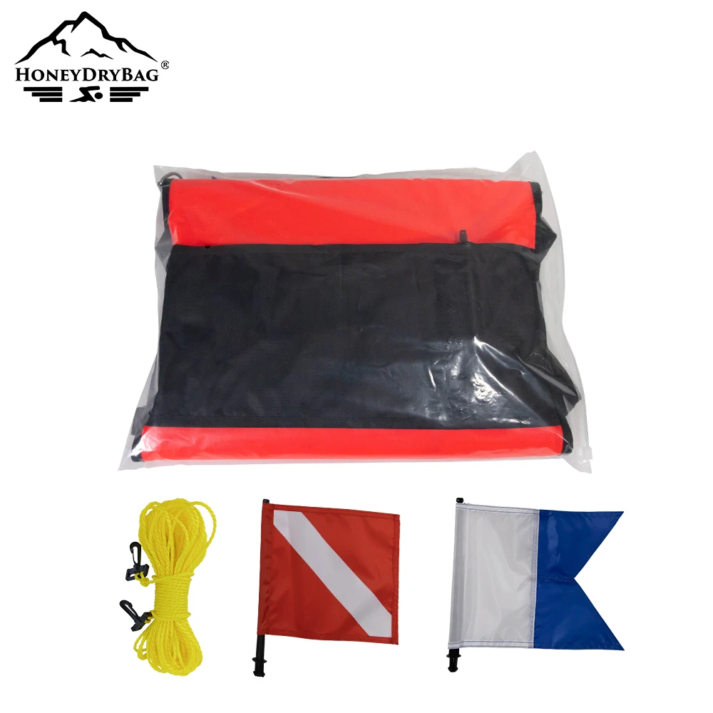 Рыболовный вертушка Из Нейлона 420D, поплавок с надувкой для полости рта и флагом для дайвинга, D-образные кольца из нержавеющей стали, высокая видимость