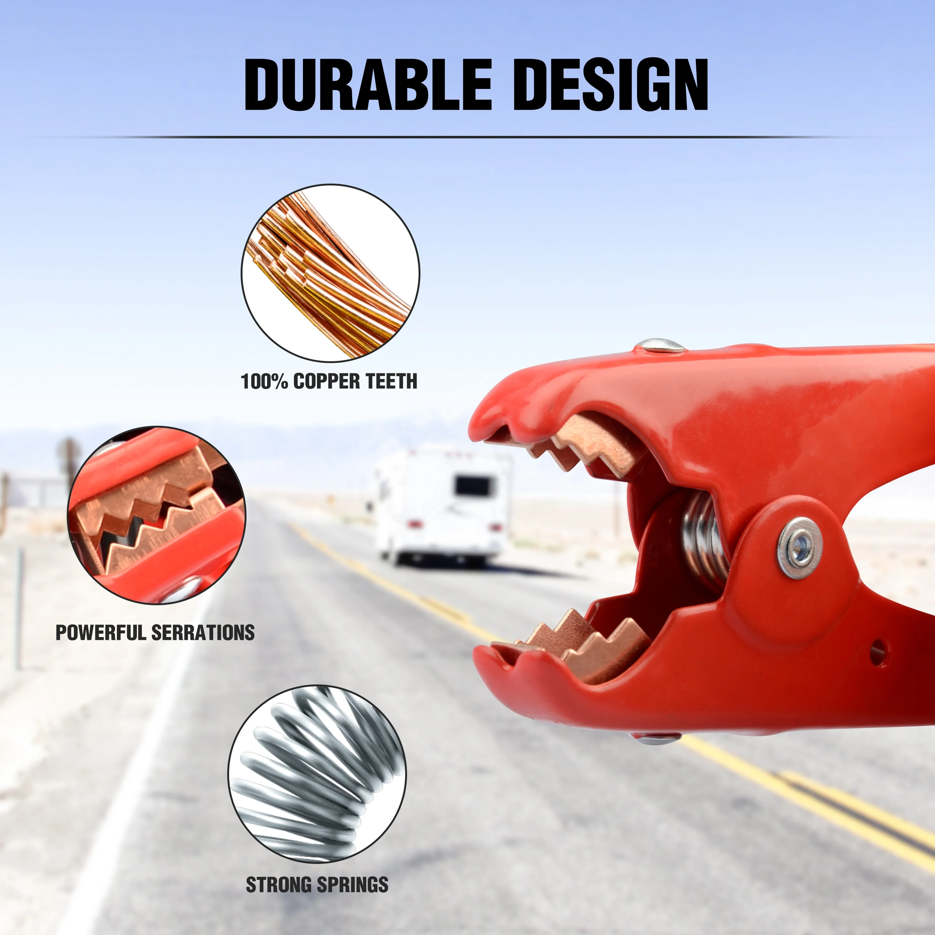 Jumper Cables, 25FT  2-Gauge, 600 AMP Automotive Vehicle Booster Cables