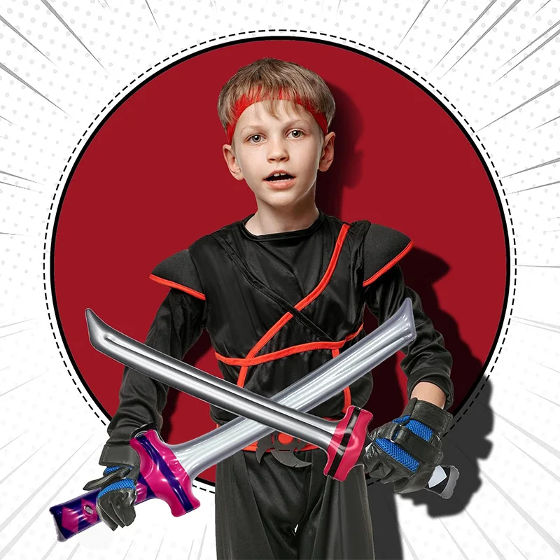 Blow Up Children Cosplay Outdoor Fun Game Props PVC Toy Sword Inflatable Sword Battle Party Favor Kids Play Pirate Toy Swords