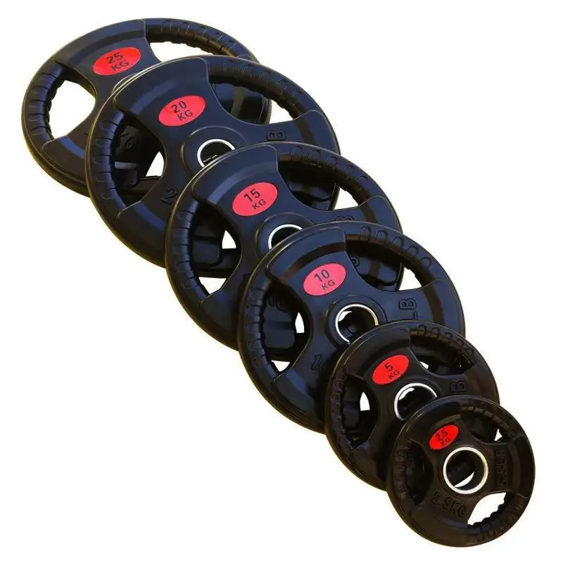 Оптовая цена резиновые пластины для тяжелой атлетики гантели круглые ручные