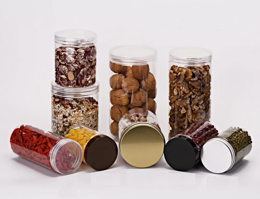 Food Grade PET Container Plastic Jars for Peanut Butter Honey Jams With Screw Top Lid 600ml 350ml