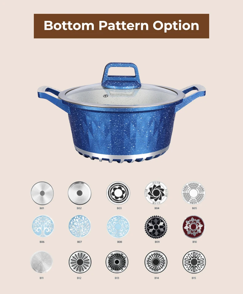 Kitchen household items 10 sets of non-stick die cast cookware Marble coating