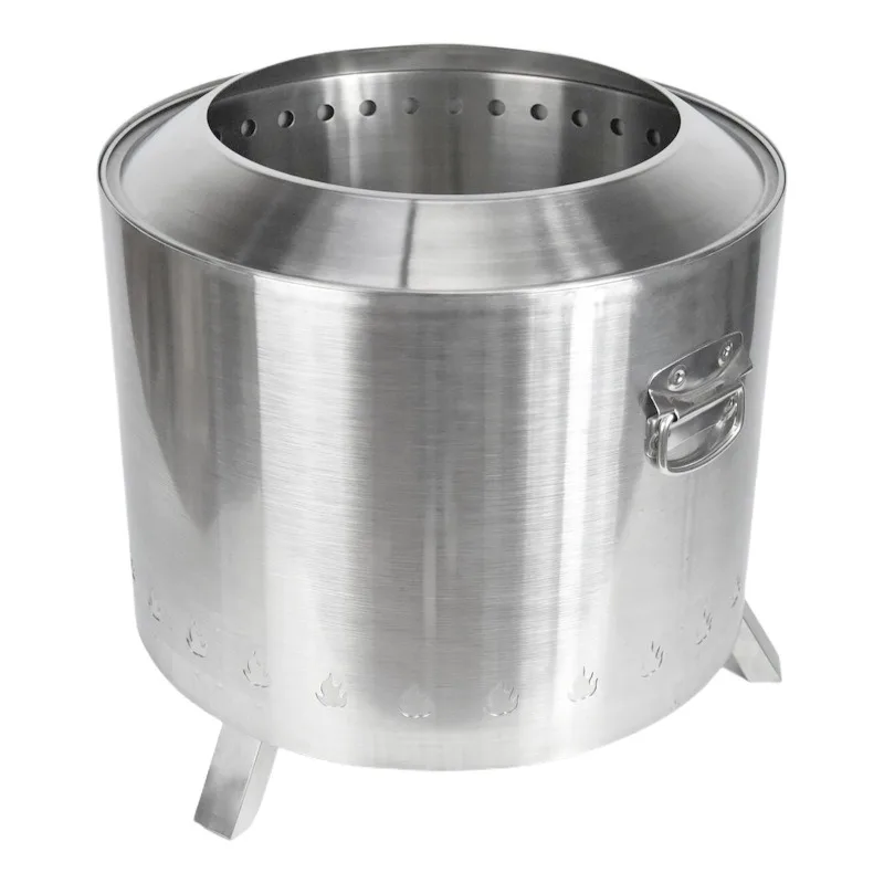 Metal Fire Pit Designs: Round Stainless Steel Outdoor Charcoal BBQ Grill and Chiminea Fire Pit