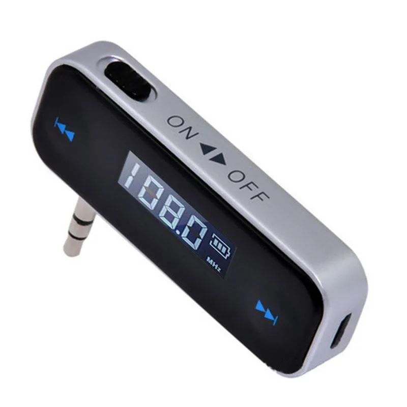 3.5mm Cell Phone Handsfree In-Car FM Transmitter Mini Wireless Transmitter For iPhone 5 5S 6 iPod Touch iPad with Retail Package