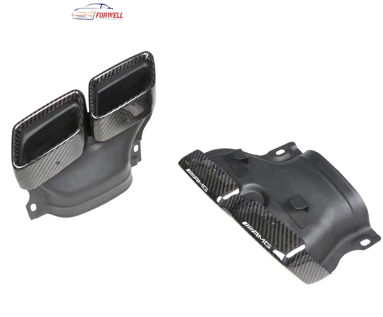 
W205 C63 C63S AMG Carbon Fiber Exhaust Muffler Tip Pipe Diffuser Ending Universal Rear Lip for Mercedes Benz 