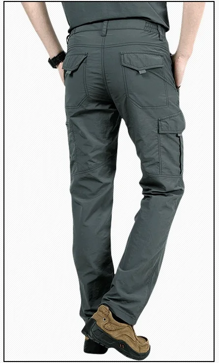Мужские брюки-карго с шестью карманами, водонепроницаемые быстросохнущие уличные тонкие брюки и брюки для лета и весны