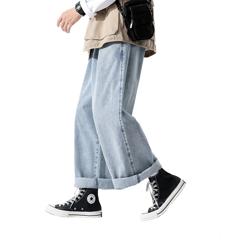 Men Streetwear Blue Jeans 2020 men Black Jeans Korean Fashions Harem Pants Male Denim Pants OverSize
