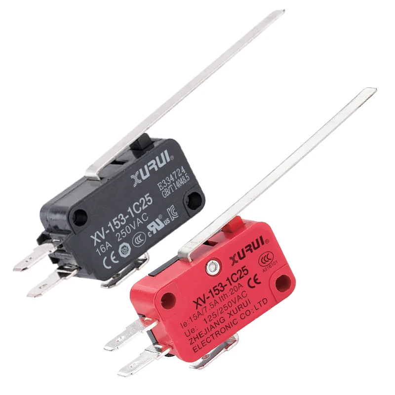 XURUI V-163 long hinge lever spdt 12V micro switch with UL TUV KC CE CCC approvals