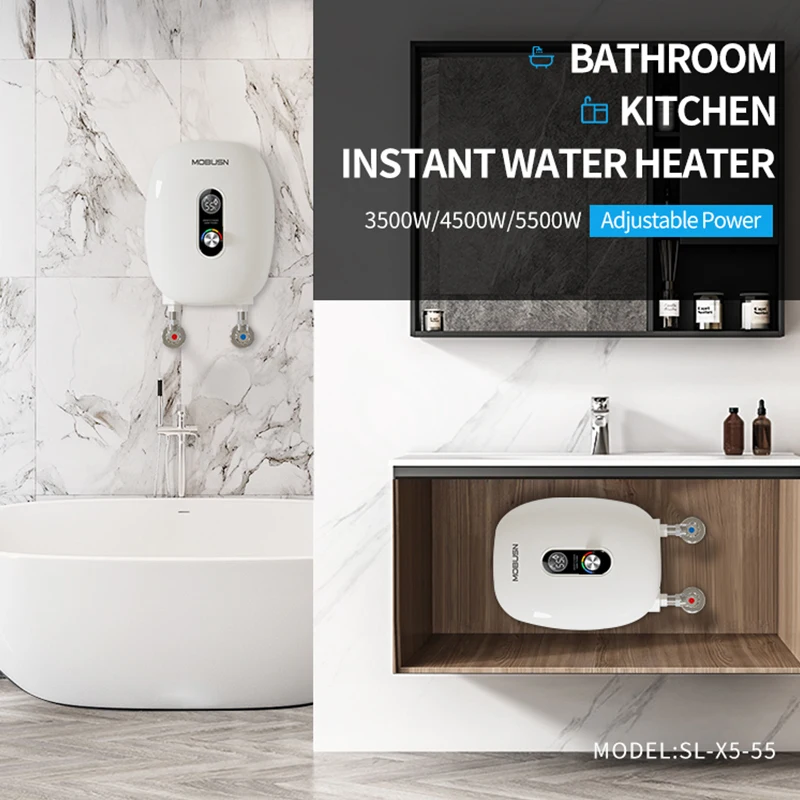 Small Size tankless Water Heater New Design constant temperature CE ROHS Certified 3.5KW to 6.5kw instant electric water heater