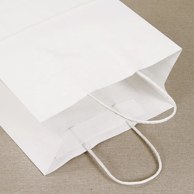 white kraft paper bag with custom logo printing private design kraft paper bag for shopping