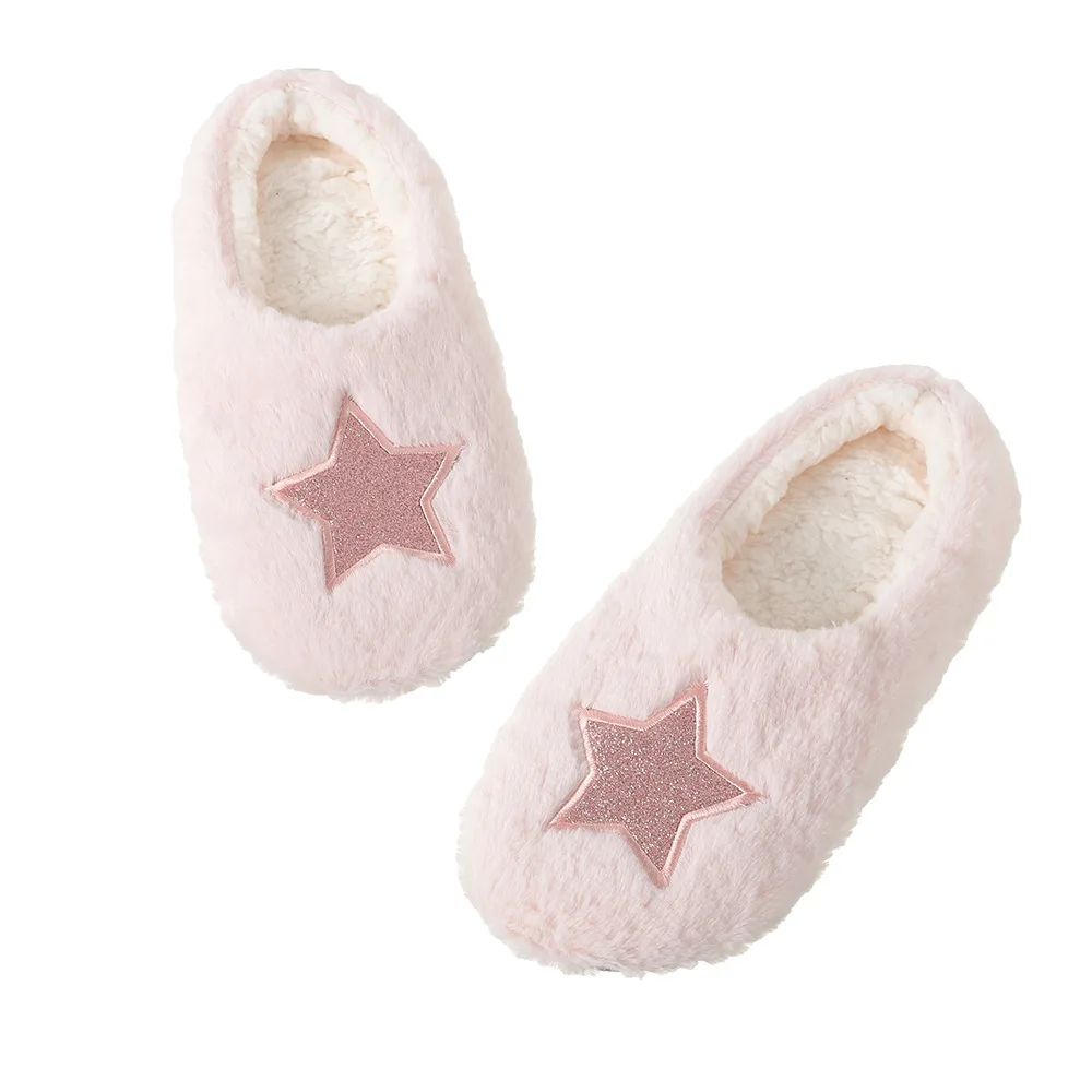 Thick warm Fuzzy Slippers for Women Indoor Fluffy Sherpa Lined house shoes socks non-slip soft soles Cozy Christmas gift