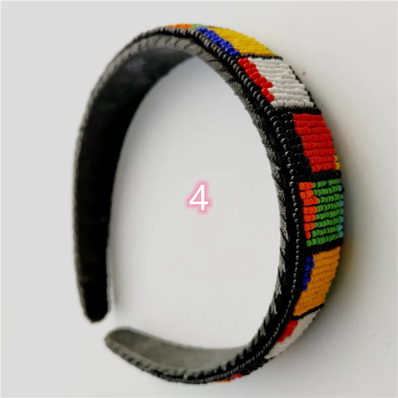 Beaded Padded Headband Colorful Beads Headbands African Hair Hoops Ethnic Hair Accessories for Women and Girls