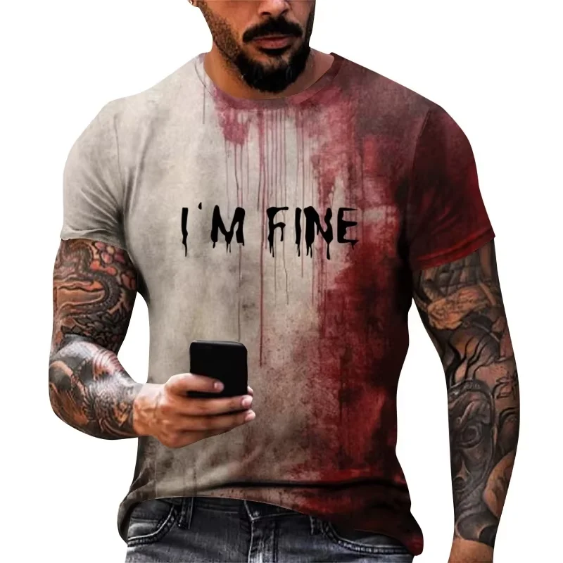 Im Fine Bloody Shirt Halloween Bloody Cloth Men Horror Tshirts Funny T Shirts Gift