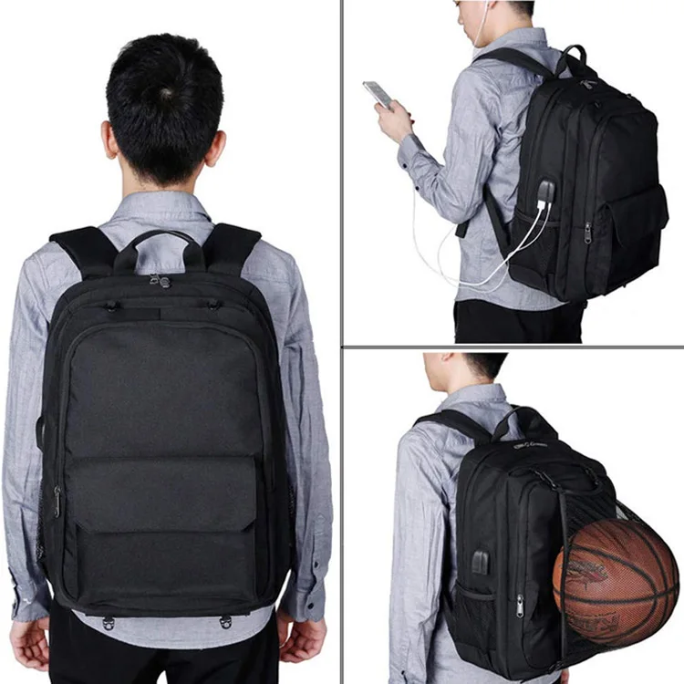 15.6 inch soccer school backpack laptop bag custom soccer backpack with usb charging port headphone jack