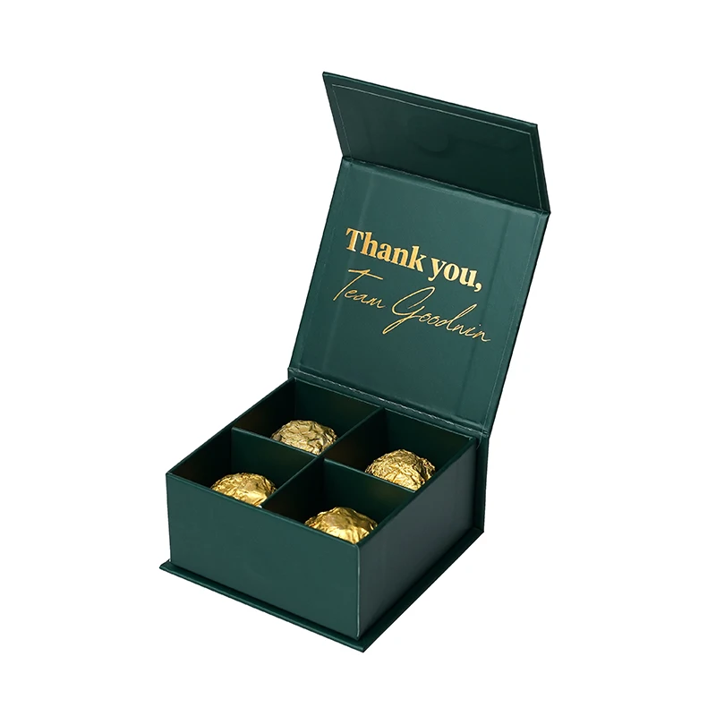 Luxury Food Grade Gold Paper Cardboard Individual Custom Logo Chocolate Packaging Cookies Box With Paper Divider Tray
