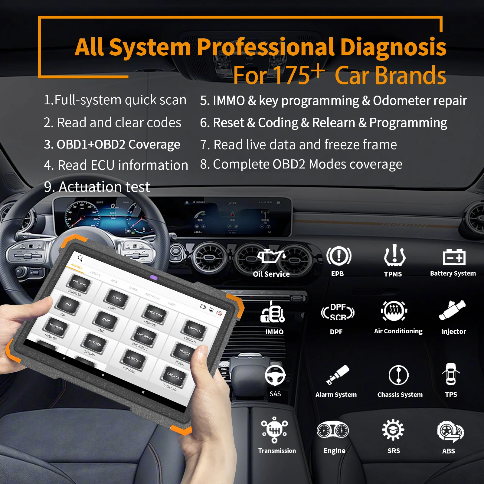 Диагностика полной системы HUMZOR NexzDAS ND366E OBD2 автомобильный сканер для IMMO ABS EPB SAS DPF масляный