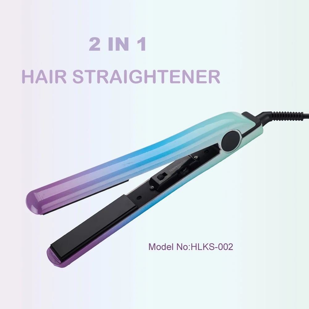 Custom Private label 1 inch PTC heating plate2 in 1 flat iron mini portable hair straightener for travel
