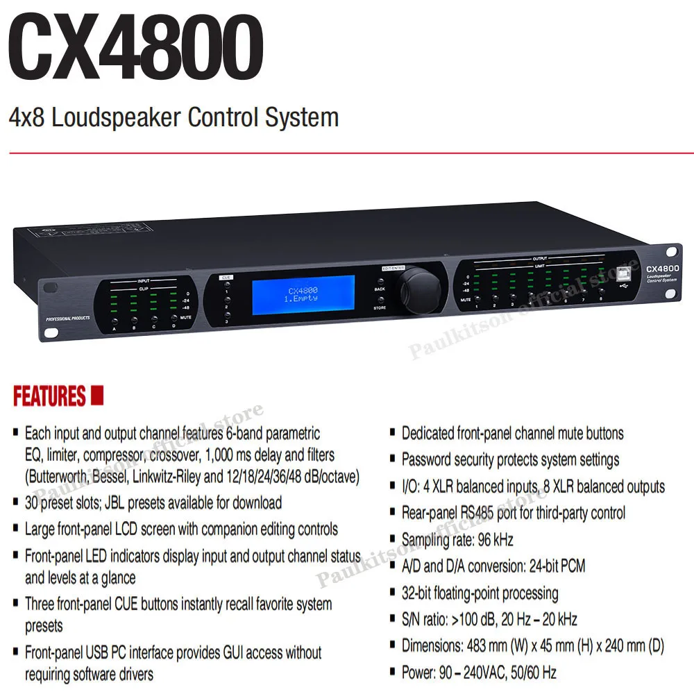 DBX CX4800 Professional Audio Processor Compatible Original Software DSP Audio Processing Loudspeaker Control System