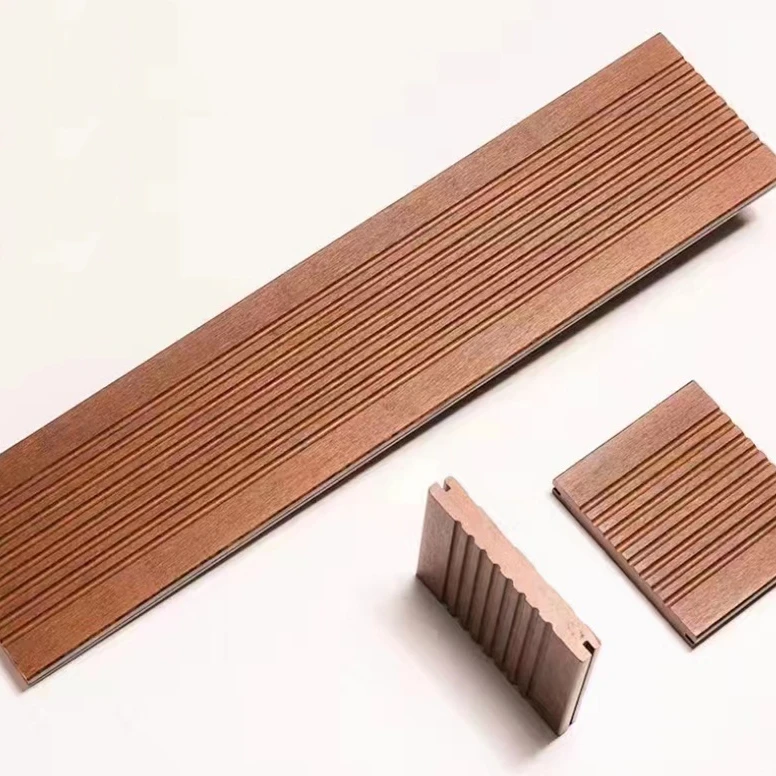 Wood Plastic Composite WPC Bamboo Decking Walkway Hotel Resort Deep Carbonization Bamboo Flooring Deck