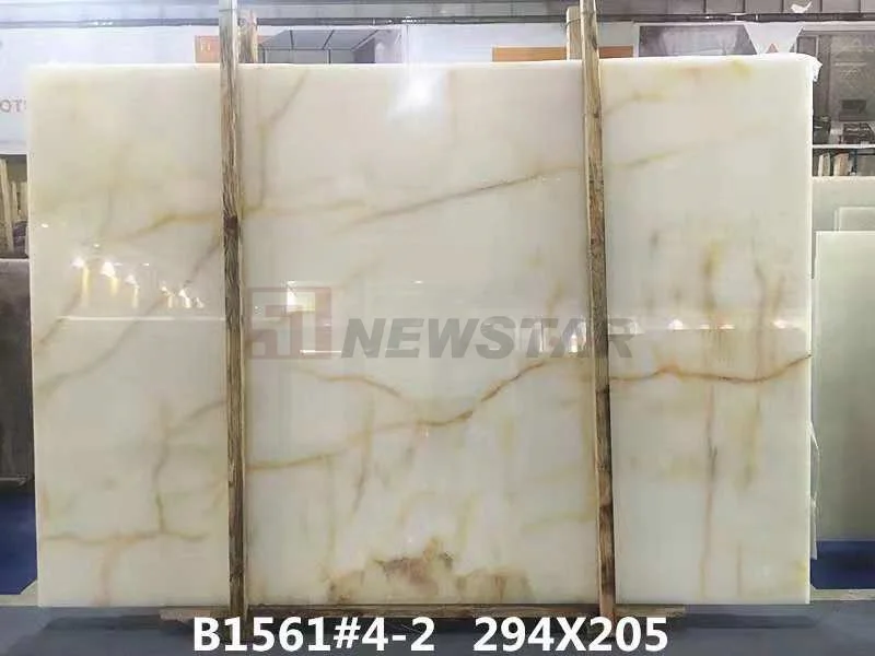Newstar Luxury Stone Slab Kitchen Countertop Slabs Island Background Wall Floor Staircase White Onyx Marble Slab