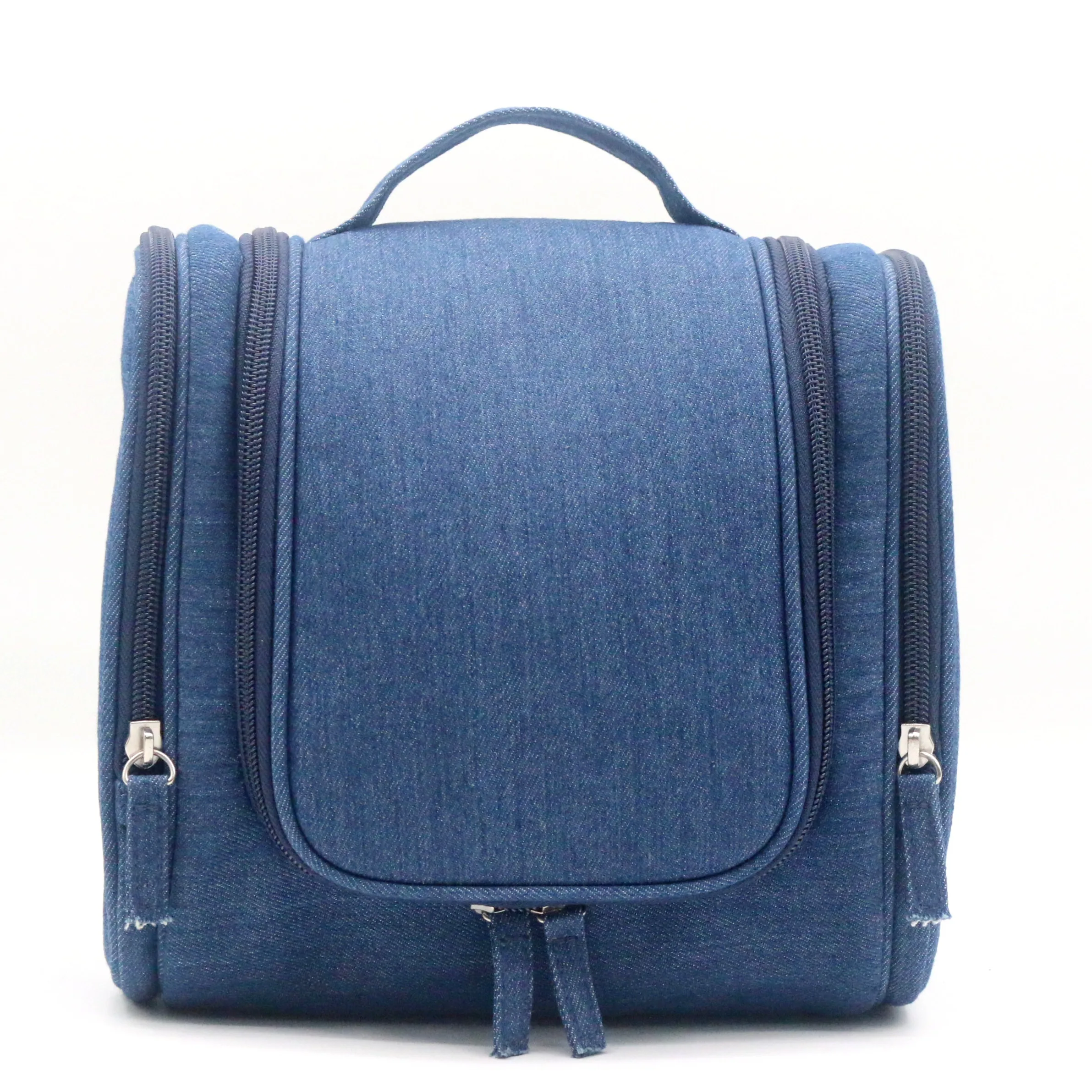 Distinct Desgin Denim Fabric Hanging Toiletry Bag Skydiver Blue Exquisite Hanging Wash Bag Durable Travel Toilet Bag