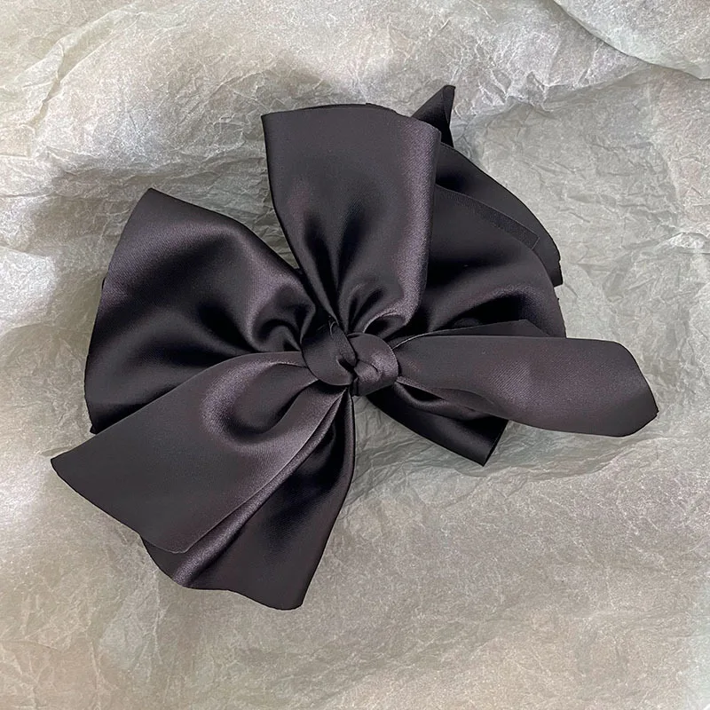 New French Retro Hepburn Style Female Grab Clip Back Large Shark Clip Satin Bow Headwear Hairpin Hair Accessories  Hair Claw