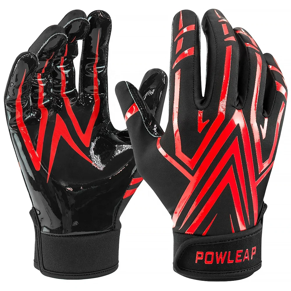 2023 New Design Red Pattern Wide American Football Receiver Gloves Fashionable Women Sports Gloves For Climbing