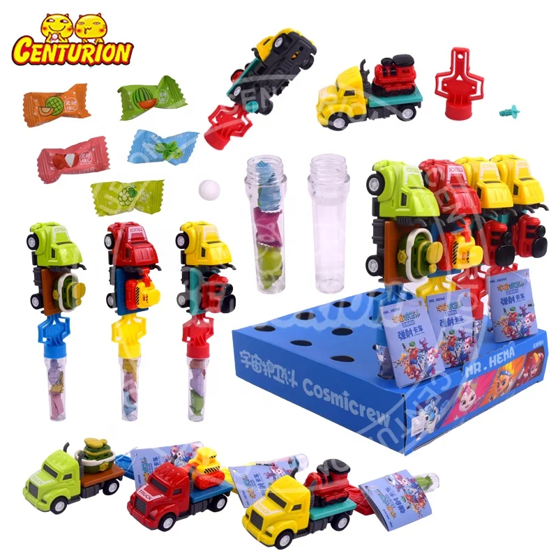 Toy candy kids classic educational plastic catapult vehicle cute lovely traffic candy toy tablet candy children toys