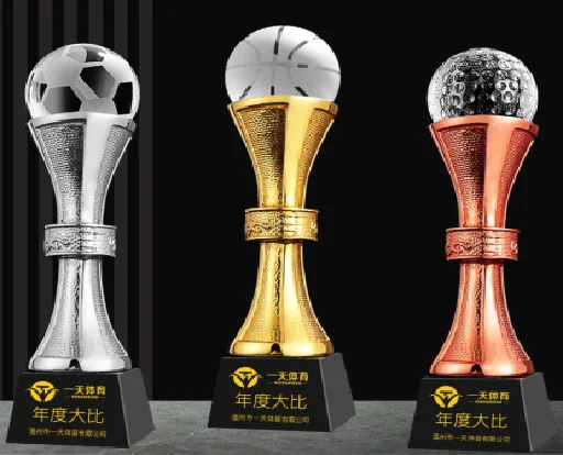 Gold silver bronze Glass Crystal football basketball Tennis Ball Sports Trophy and Award MH-NJ0232