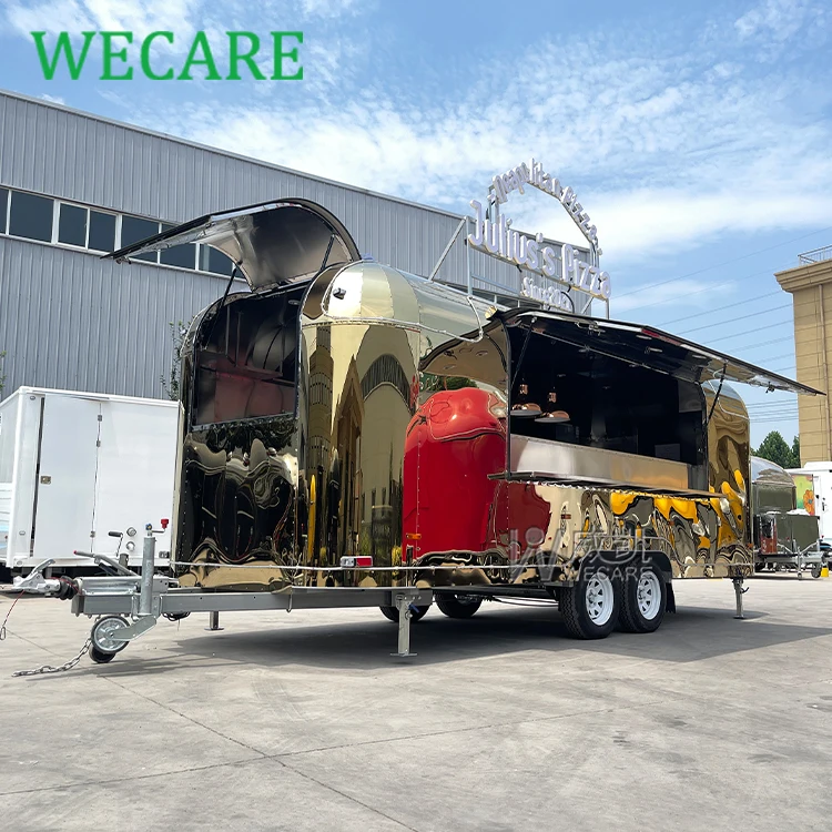 Wecare Airstream Foodtruck Mobile Kitchen Hot Dog Pizza Fast Food Catering Trailer Fully Equipped Food Truck Hotdog Cart