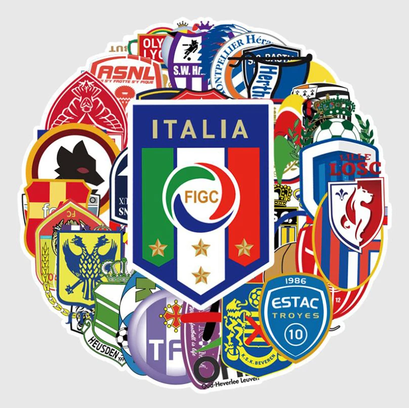 ZY0347C 55/PCS hot sale football team logo stickers Mobile phone guitar helmet suitcase waterproof vinyl stickers