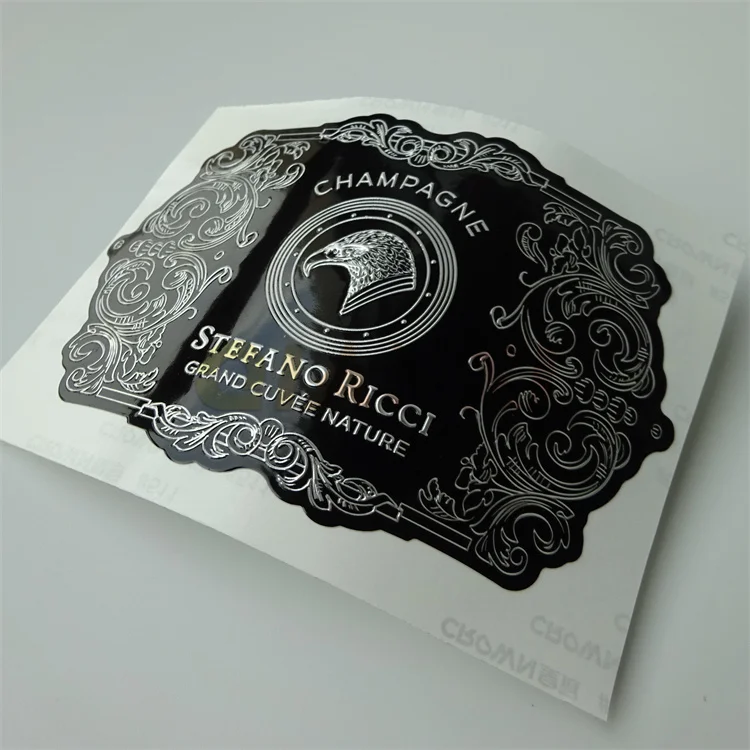 Customize Waterproof Paper Wine Glass Bottle Sticky Aluminum Adhesive Label Sticker