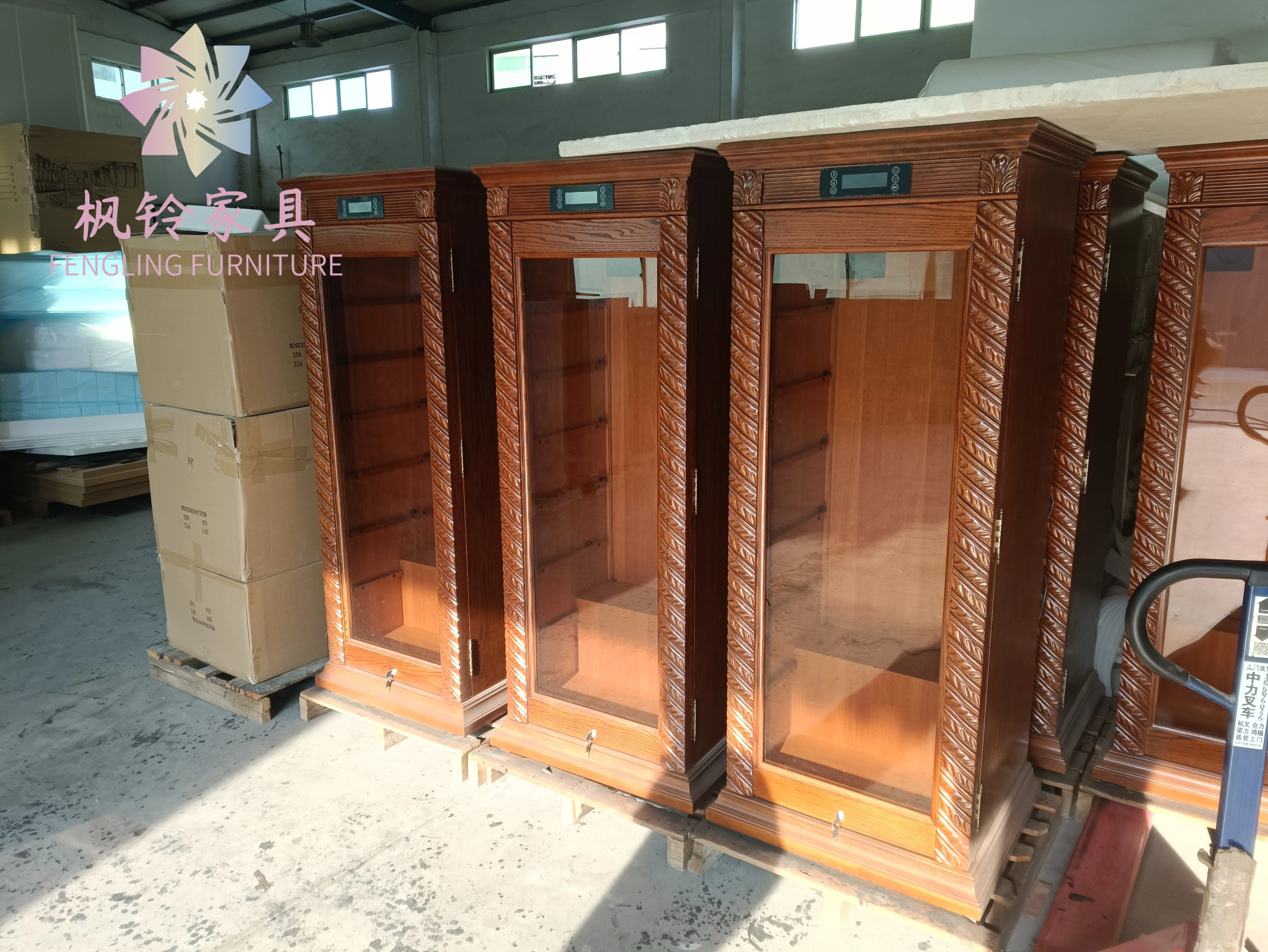 Custom Size Solid Wood Combination Lock Temperature And Humidity Electric Control Wine Cigar Cabinet