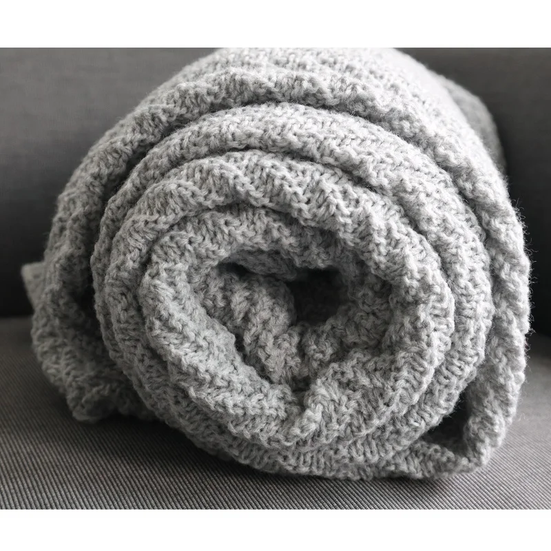 
Nordic Style Knitted reversable blanket 100% acrylic throw coverlet knit sofa blanket leisure home blanket solid color 