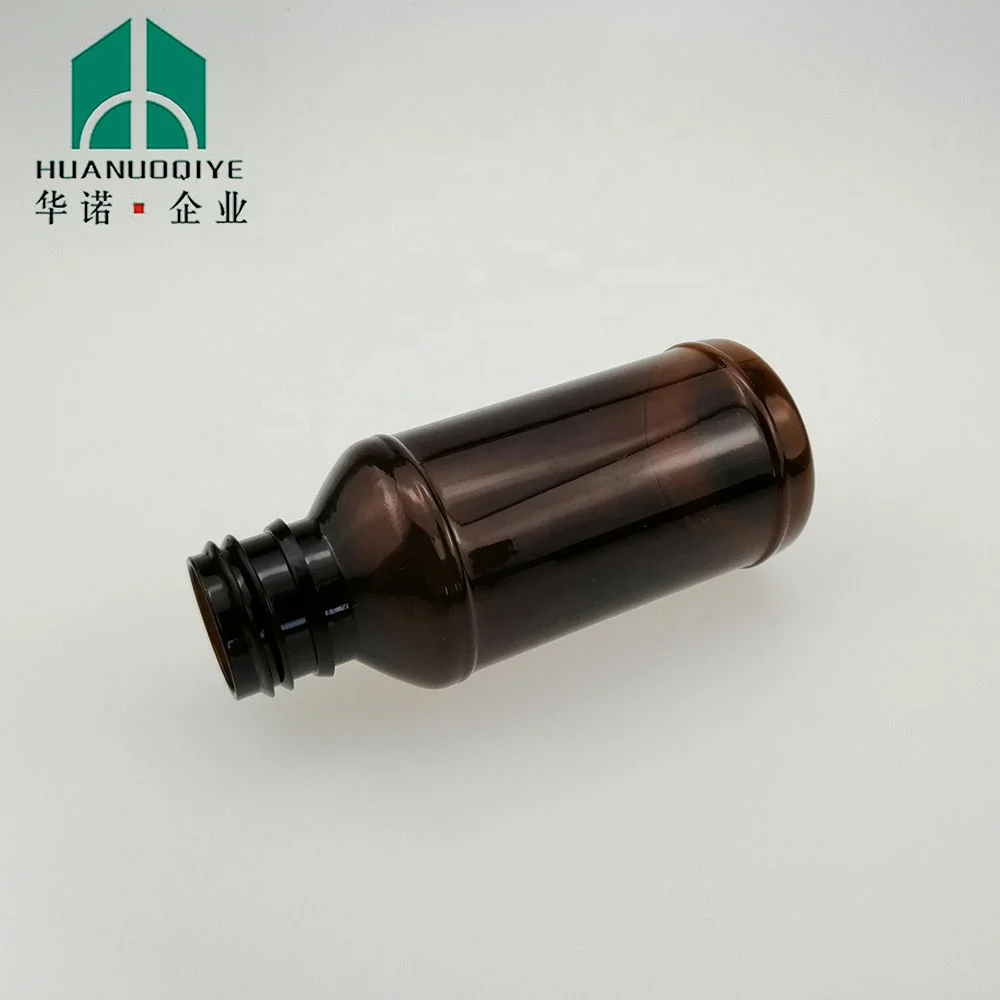 100ml Pet Plastic Cough Syrup Bottle with Measurement Cap Amber Liquid Medicine Bottles