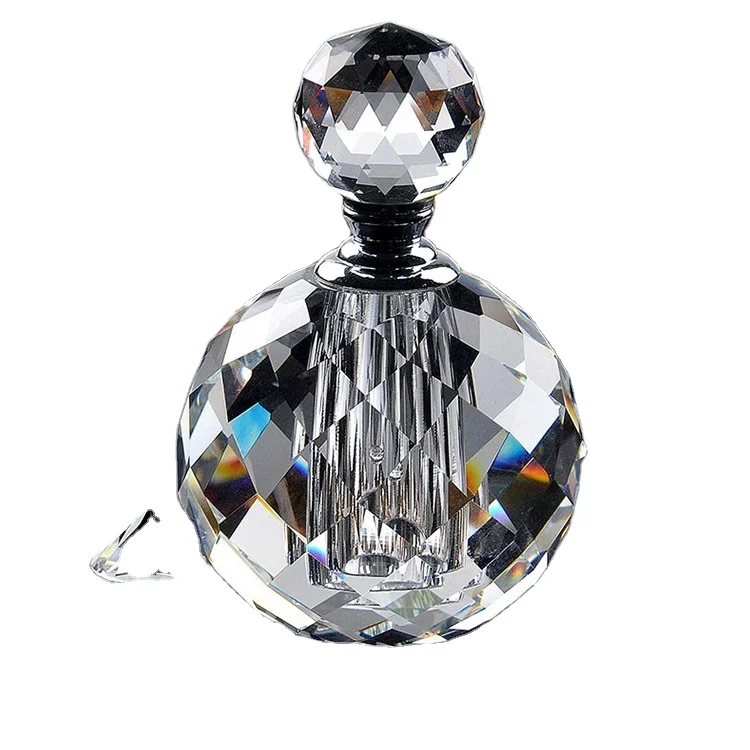 Diamond Ball Shaped Design Empty K9 Crystal Attar Oil Bottle  Refillable Perfume Bottle For Women Kid Men