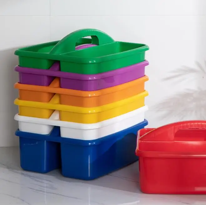 2 Compartment Large Caddy Multipurpose Classroom Organizer Tool & Supply Cleaning Caddy with Handle