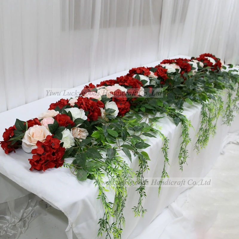 LFB1305 белая розовая романтичная цветочная гирлянда, Настольная дорожка для свадебного украшения
