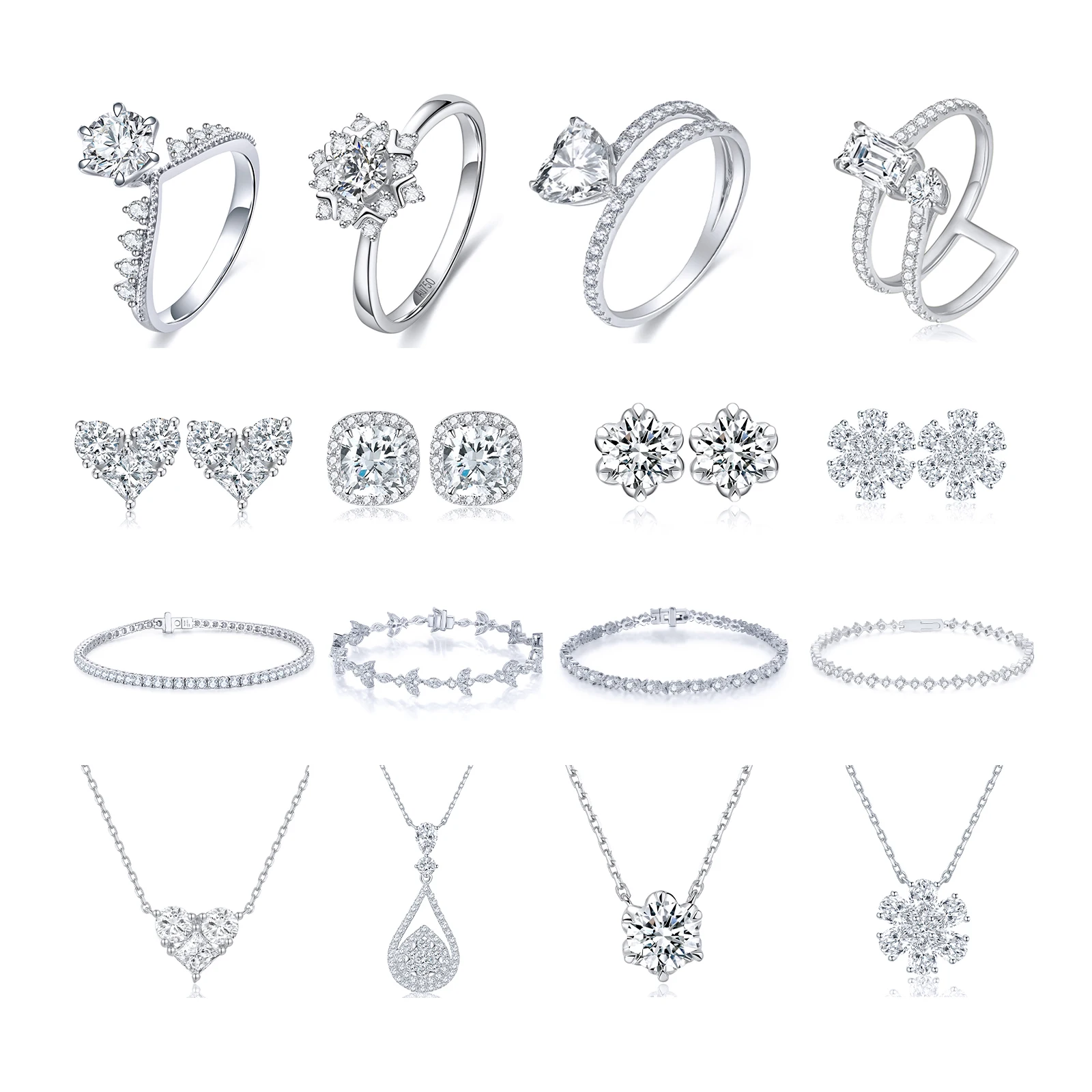 sterling silver s925 14k 18k gold artificial hpht cvd natural real diamond jewelry set for women lab grown made diamond jewelry