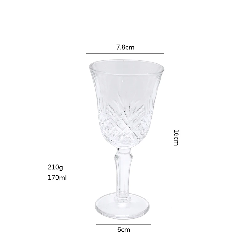 Винтажный бокал для красного вина и белого шампанского без свинца с резным