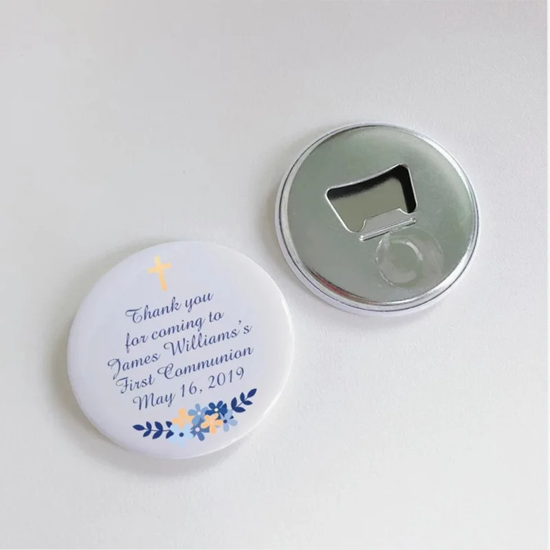 Customized Logo Round Refrigerator Magnet Tin Badge Button Magnetic Wine Beer Bottle Opener