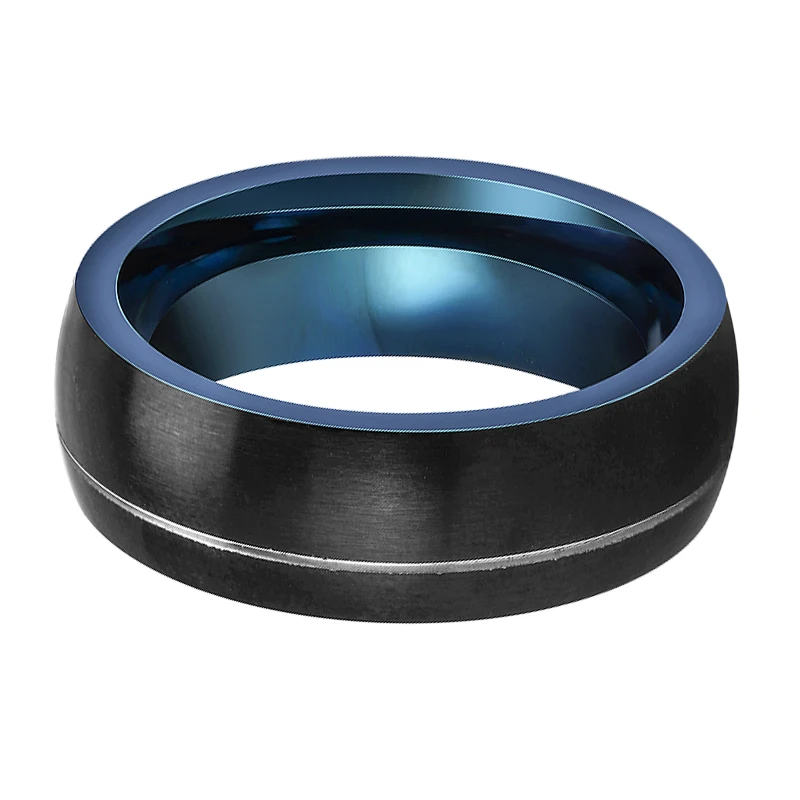 Wedding Bands Rings Band Tungsten Carbide Personalized Mens Matte Black Groove Channel Black Engagement Bands or Rings CFR3205