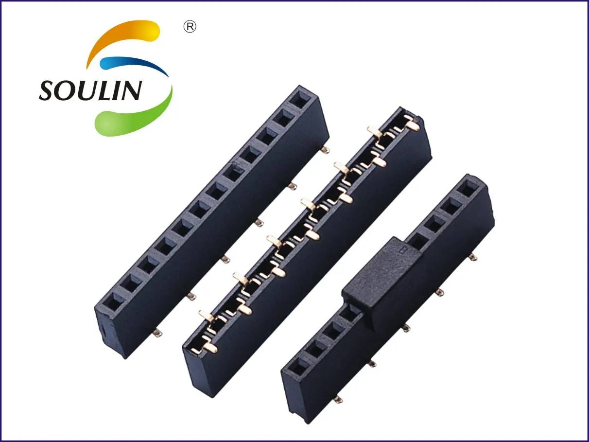 Shenzhen factory pin male header female header pitch 2.54 mm 1.27mm 1mm pitch pin header smd single row